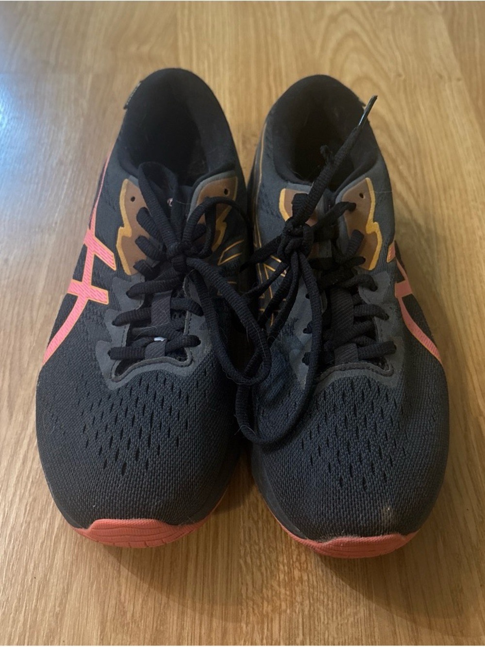 Asics Black Athletic Sneakers with Coral Accents